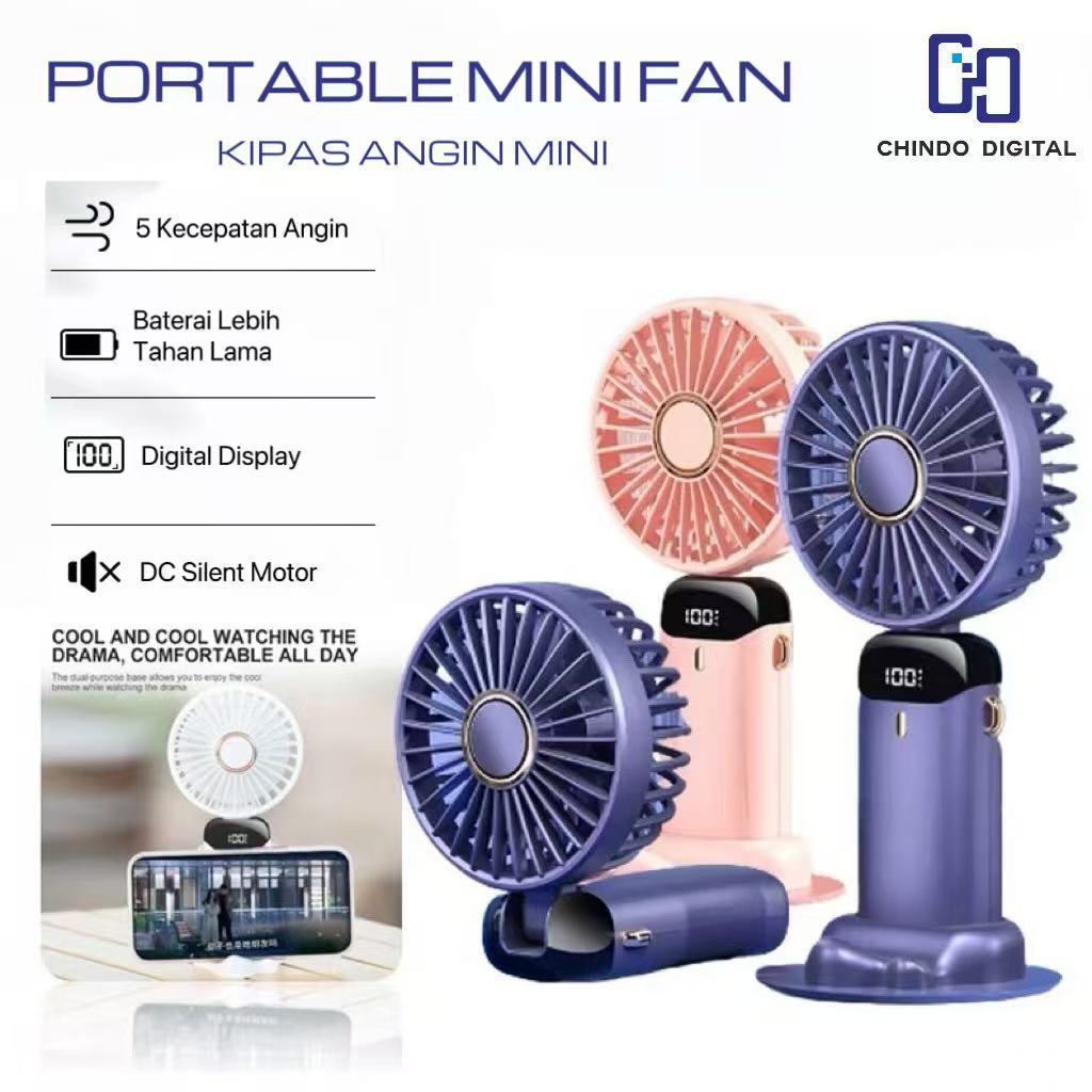 Jual FAN N15 Kipas Angin Lipat Mini Portable LED Display 5-Speed Wind ...