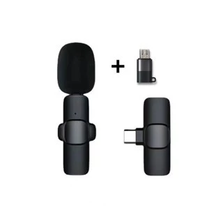 Microphone Nirkabel Mic Clip On Wireless Portabel Usb Type C Micro Lightning Ios Adapter
