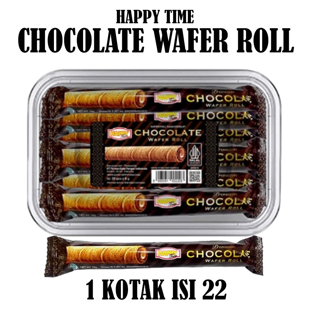 Jual HAPPY TIME CHOCOLATE WAFER ROLL KOTAK ISI 22 | Shopee Indonesia