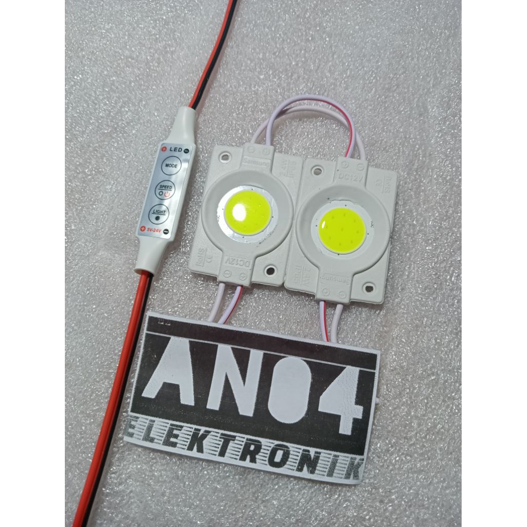 PAKET 2 LAMPU LED COB BULAT 9 MATA + 1 MODUL KEDIP PESAWAT 12V 24V LAMPU VARIASI MOTOR MOBIL TRUK BUS