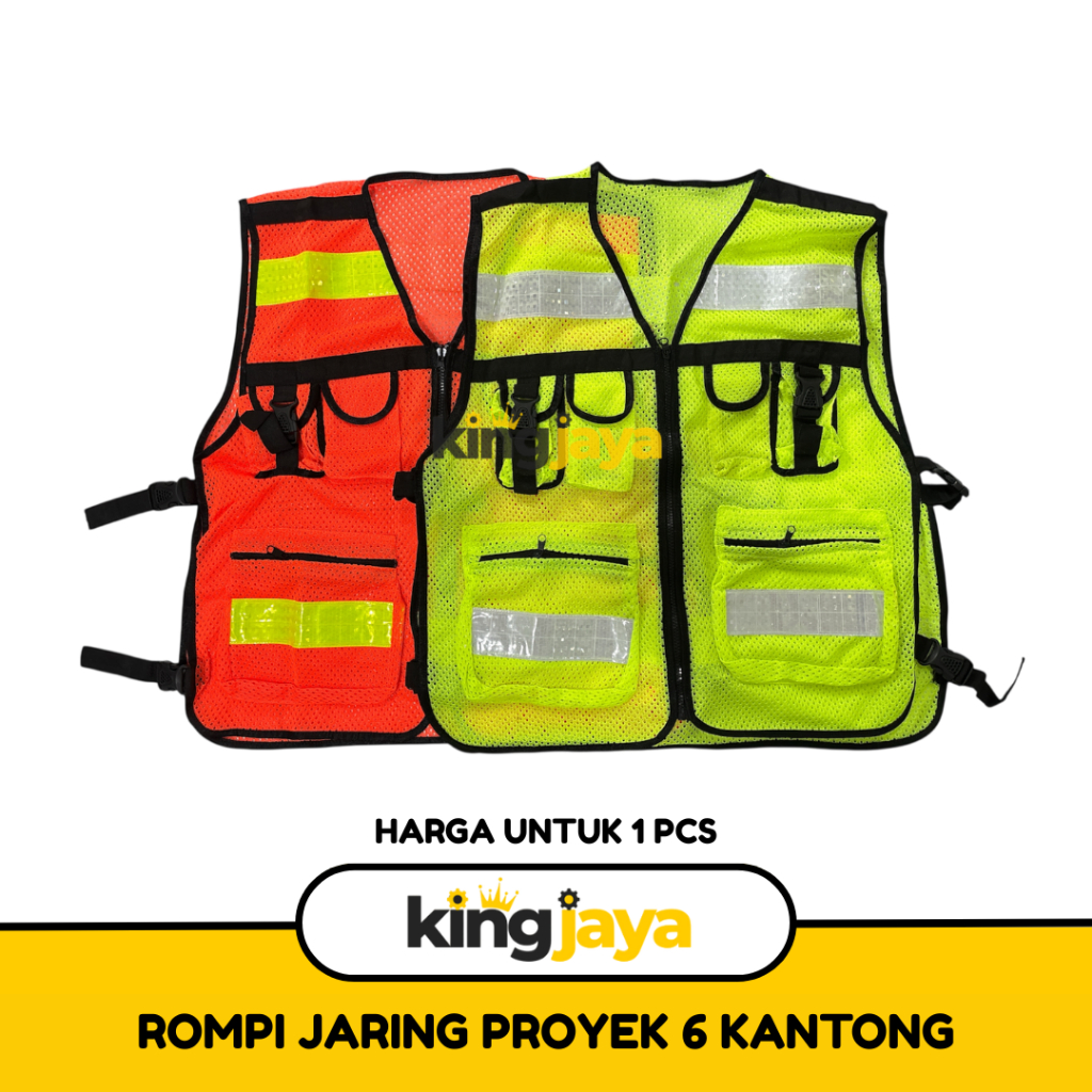 Jual Rompi Jaring Proyek 6 Kantong / Rompi Safety Proyek Tambang ...