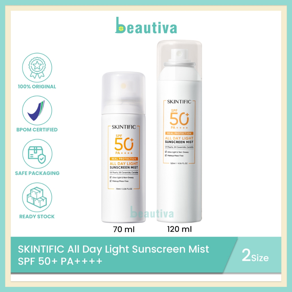 Jual SKINTIFIC All Day Light Sunscreen Mist SPF50 PA++++ | Shopee Indonesia