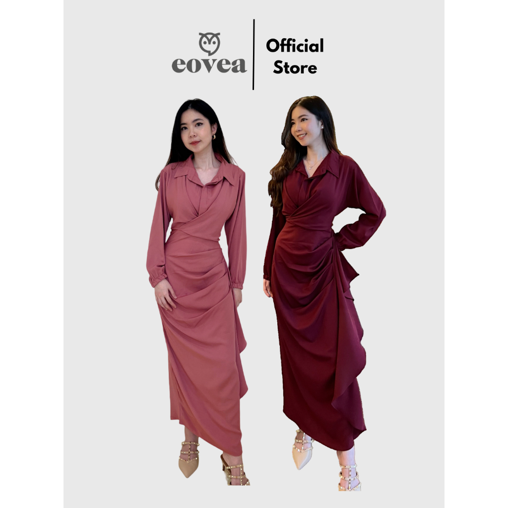 Jual EOVEA - Corlis Dress Wanita Casual Formal Elegan Korean Look ...