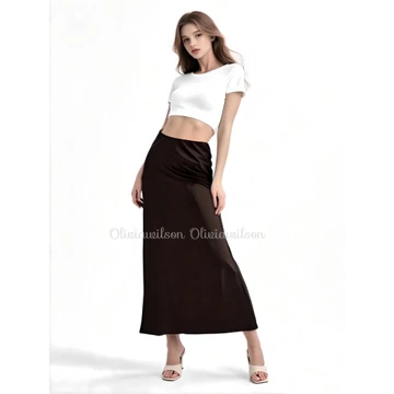 Rok Satin 90CM Satin Long Skirt Rok Satin Panjang S Sampai 3XL