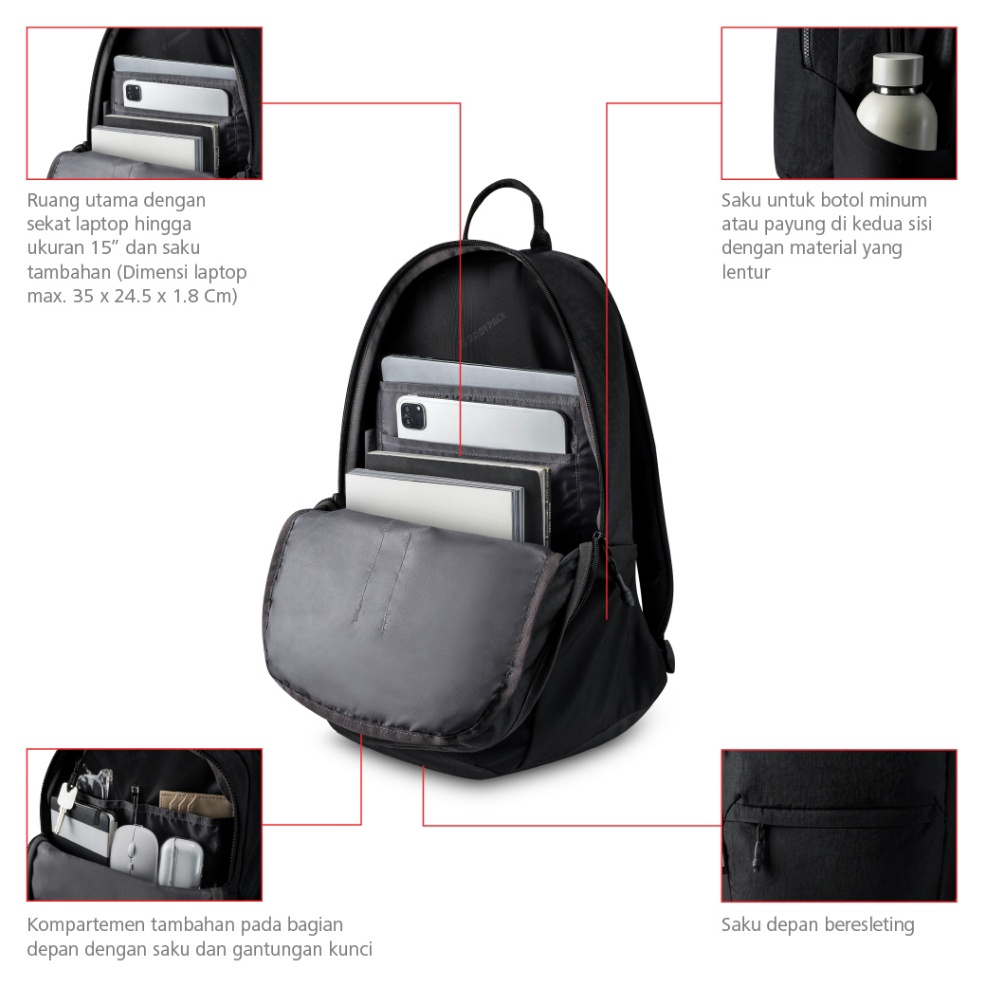 Jual KODE U36G Bodypack Barrow Laptop Backpack 15 Inch Tas Ransel Kerja ...