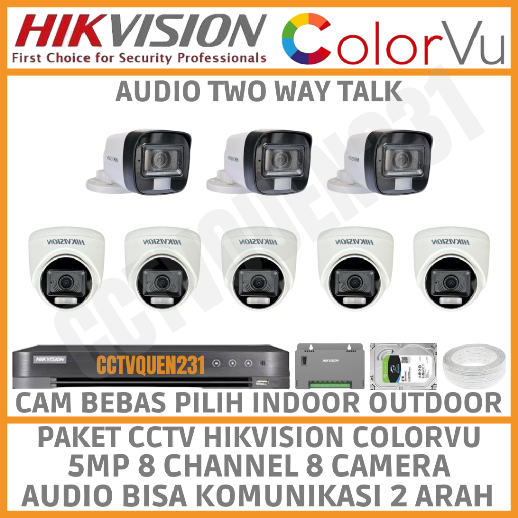 Kit DVR + 4 caméras de surveillance extérieur Hikvision ColorVu 5Mp