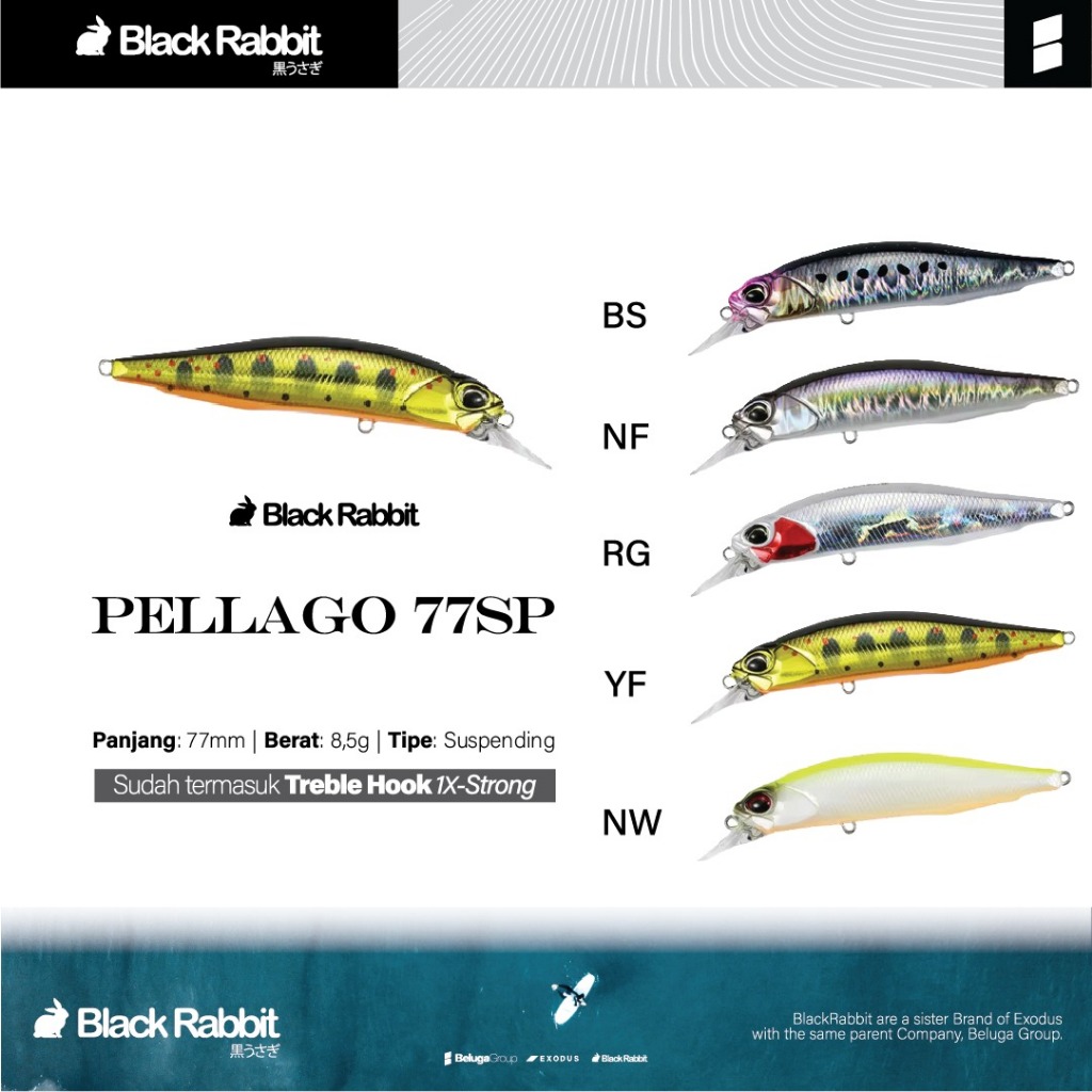 Jual Lure Minnow Black Rabbit Pellago 77SP | Shopee Indonesia