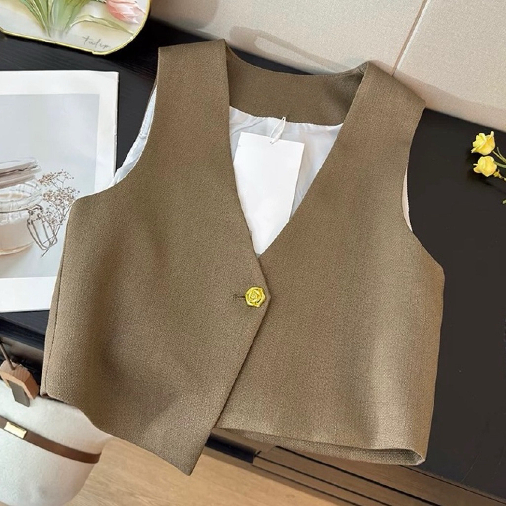 Jual ATASAN WANITA ROMPI VEST TOP WOMEN GOLD BUTTON MX416 | Shopee ...