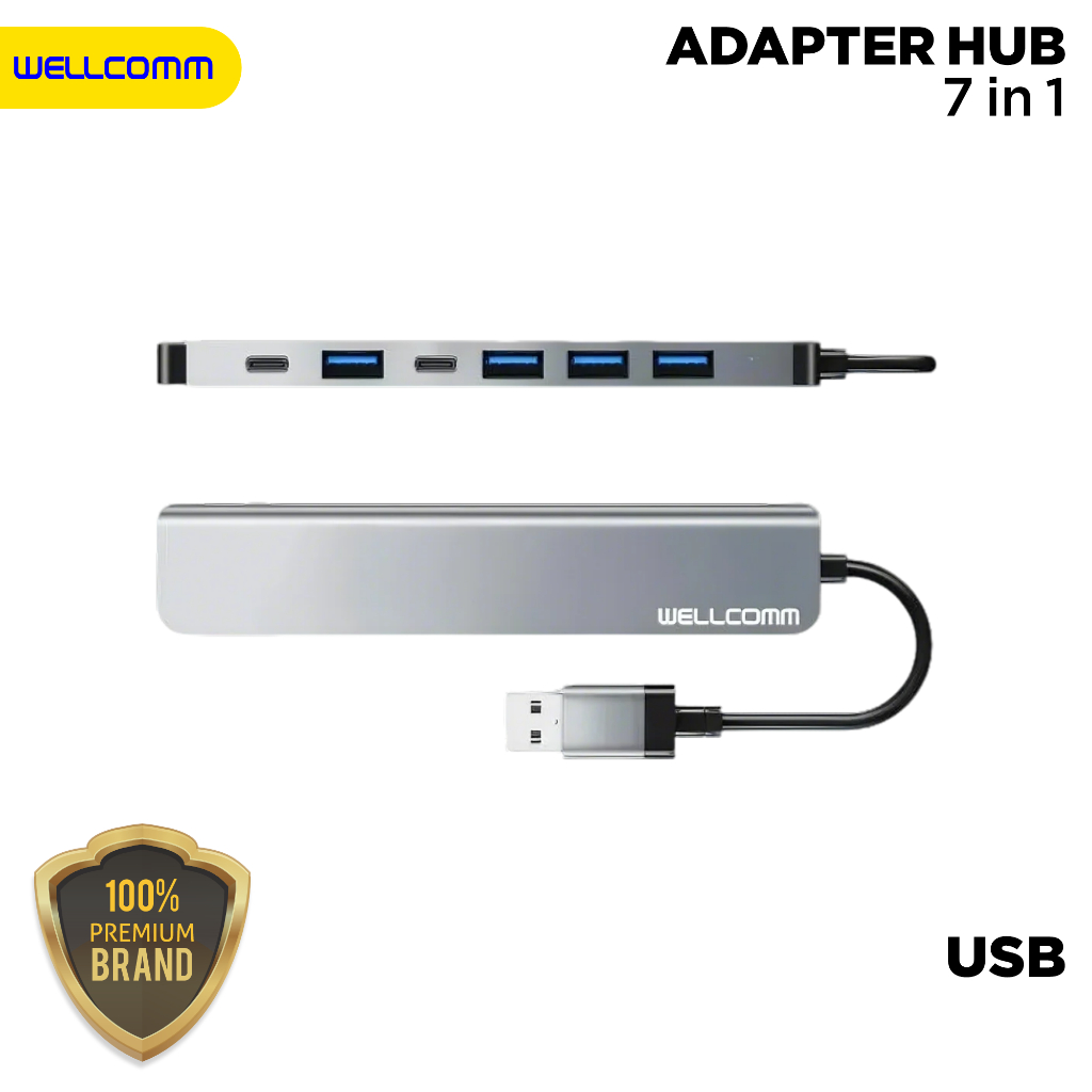 Jual Wellcomm USB Hub 7 Port USB 3.0, USB 2.0 & Type C Fast Transfer ...
