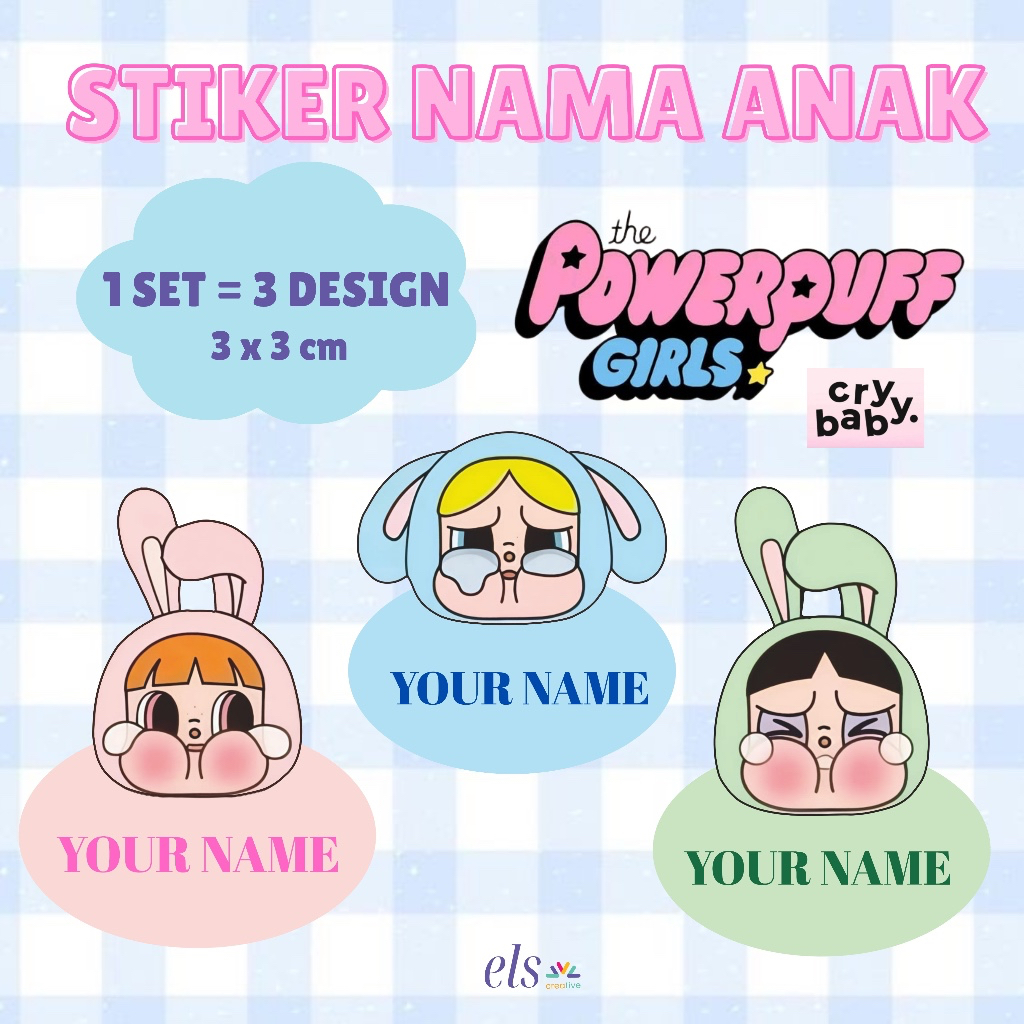 Jual Stiker Label Nama Anak Custom Sticker PM Crybaby Cry Baby Power ...