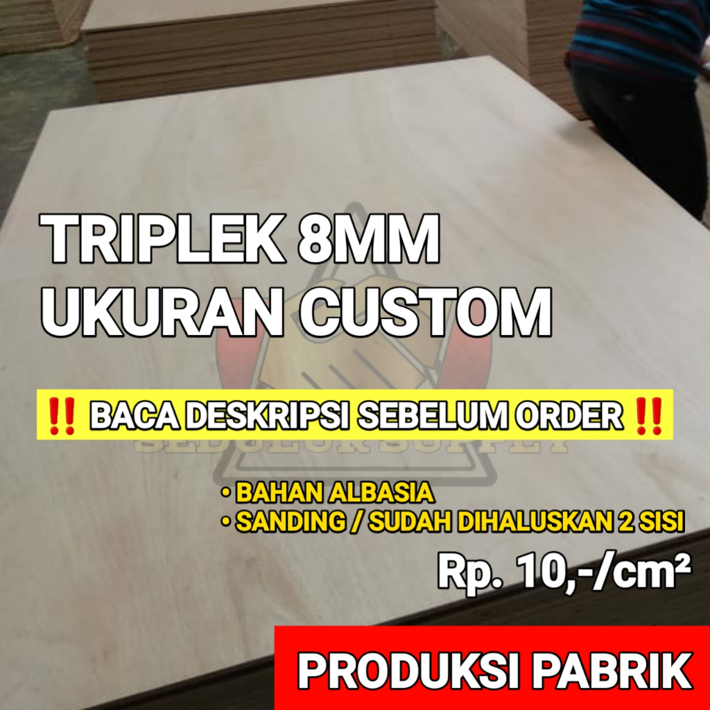 Jual PAPAN KAYU TRIPLEK 8MM / MULTIPLEK 8MM / PLYWOOD 8MM ALBA UTY ...