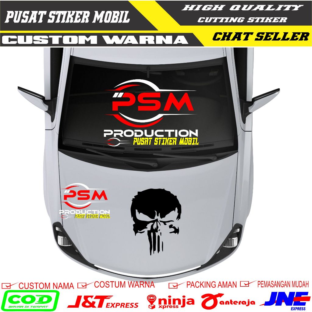 Jual STICKER STIKER KAP MOBIL MODEL TENGKORAK STIKER KAP MESIN PUNISHER ...