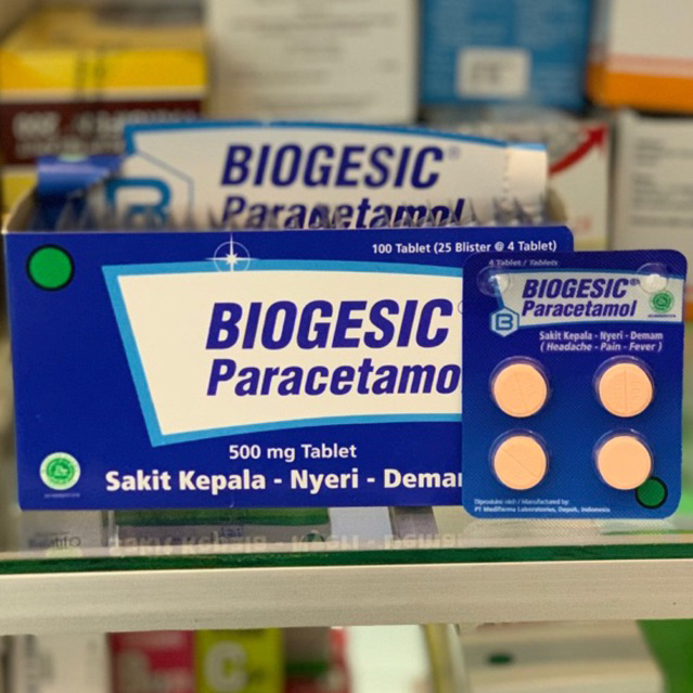 Jual BIOGESIC PARACETAMOL 500mg 1 strip isi 4 tablet | pct tablet ...