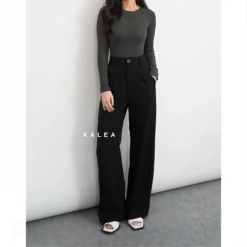 Viona Highwaist Pants Celana Kulot Highwaist Loose Pants Wanita Panjang Trouser Anti Kusut