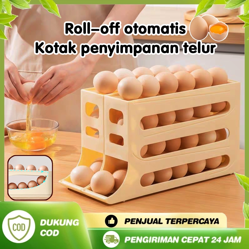 Jual Rak Telur 4 Tingkat Bergulir Otomatis Tempat Dispenser Penyimpanan ...