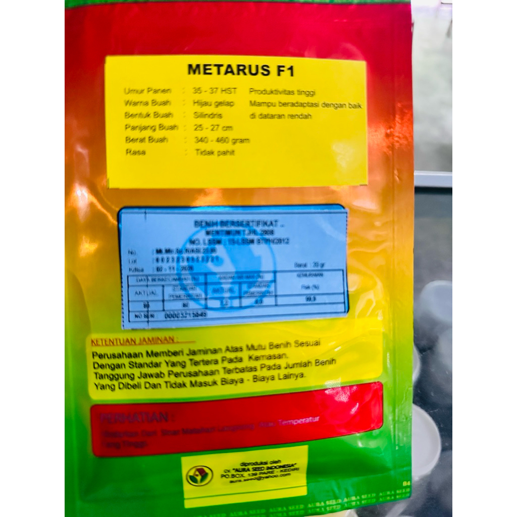 Jual Benih timun Hibrida F1 METARUS 20 Gr Aura Seed | Shopee Indonesia