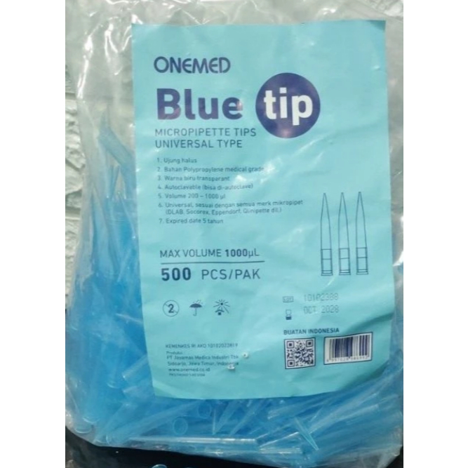 Jual BLUE TIPS MICROPIPET ONEMED/BLUE TIPS 500'S / PACK ISI 500 ...