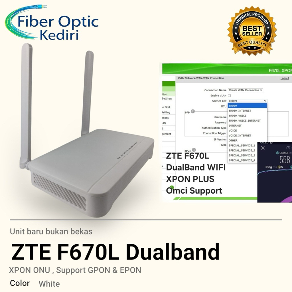 Jual ZTE F670L dualband new modem router onu zte xpon gpon epon 2.4 5g ...