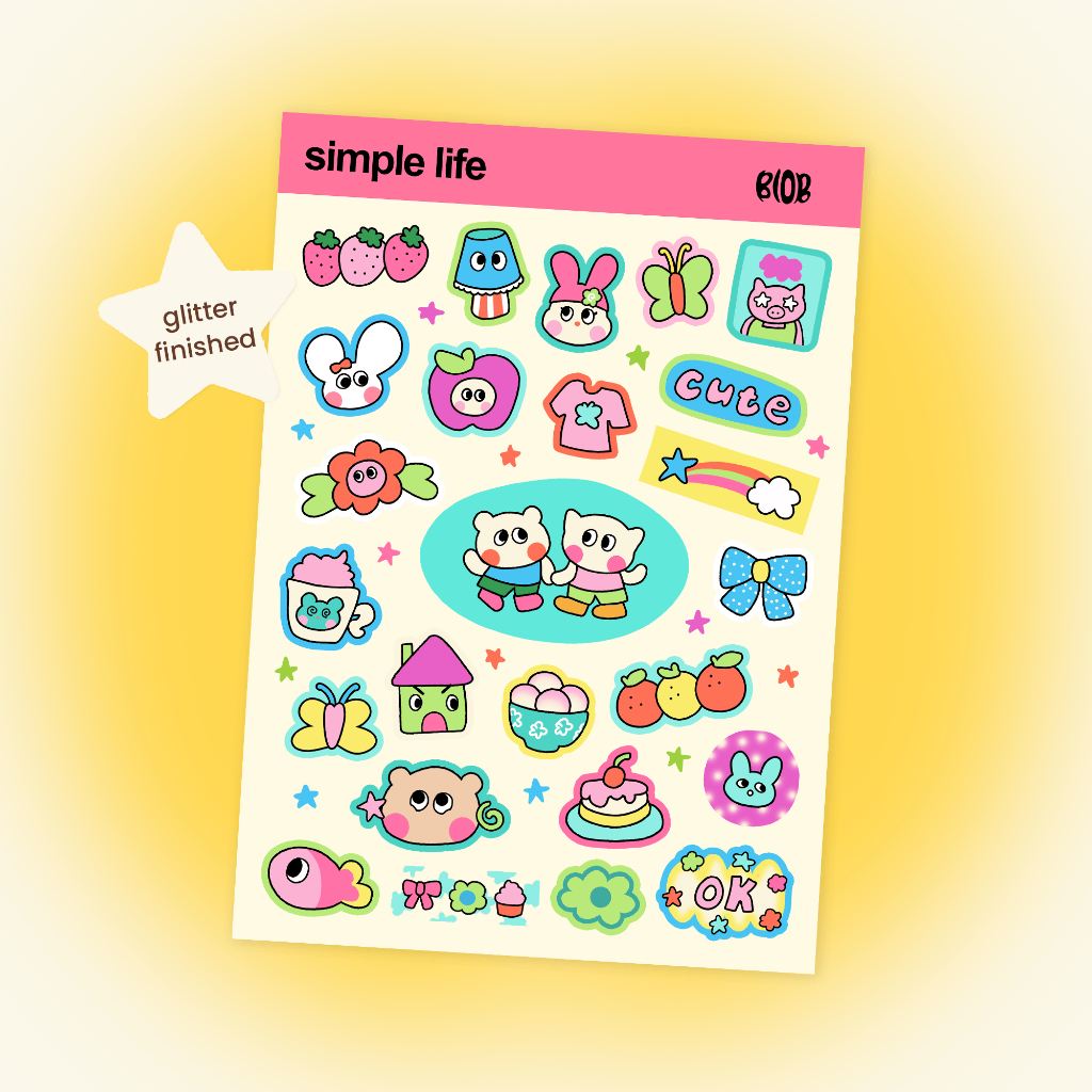 Jual Simple Life A6 Glittery Sticker Sheet | Shopee Indonesia