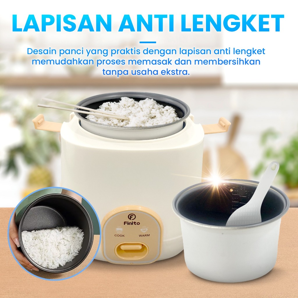 Jual Finito Magic Com Mini 0.8L Rice Cooker Portable Anti Lengket Daya ...