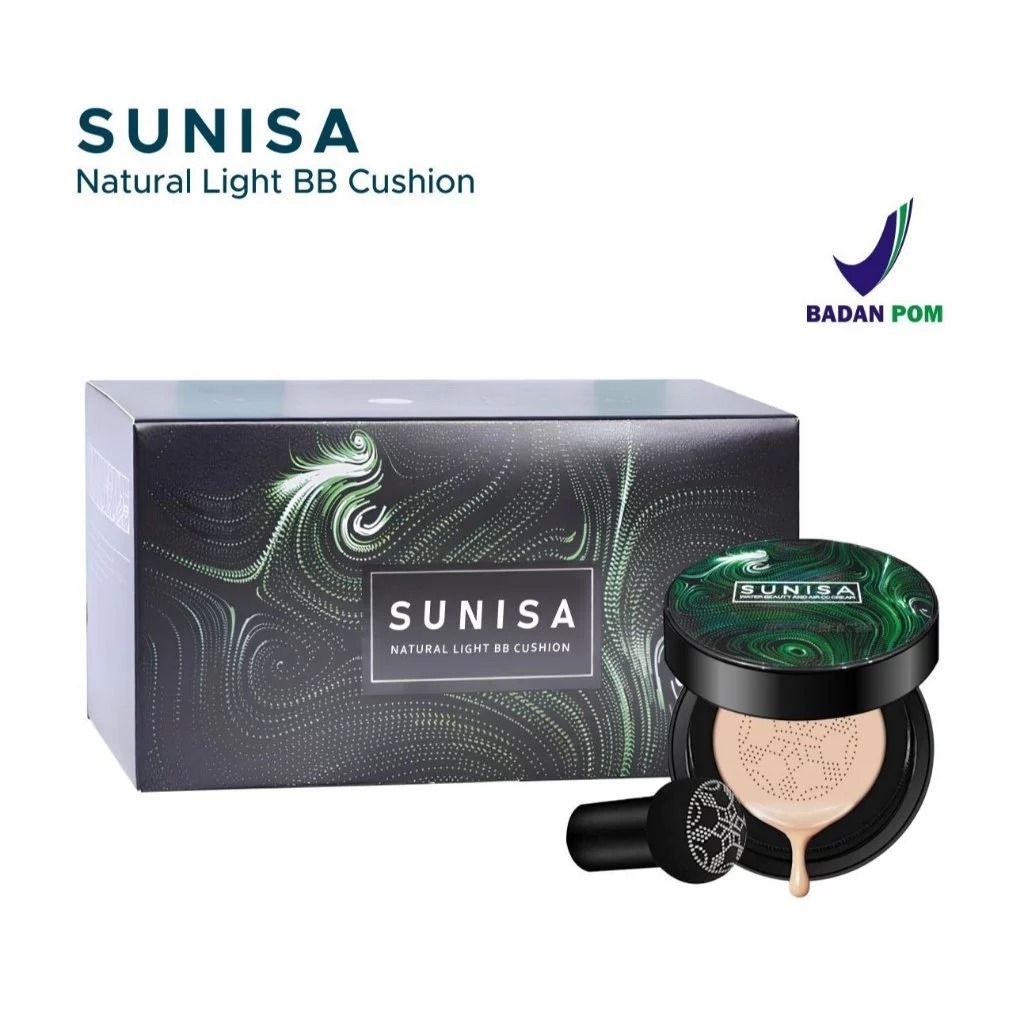 Cushion BB Cream Naural Light Sunisa BPOM Krim Alas Bedak Penutup Pori Besar dan Bintik Hitam | AutoStock