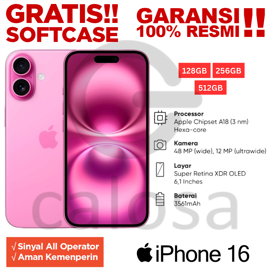 Jual IP 16 / 16 Plus / 16 Pro / 16 Pro Max/ 16e 128 256 512GB 1TB ...