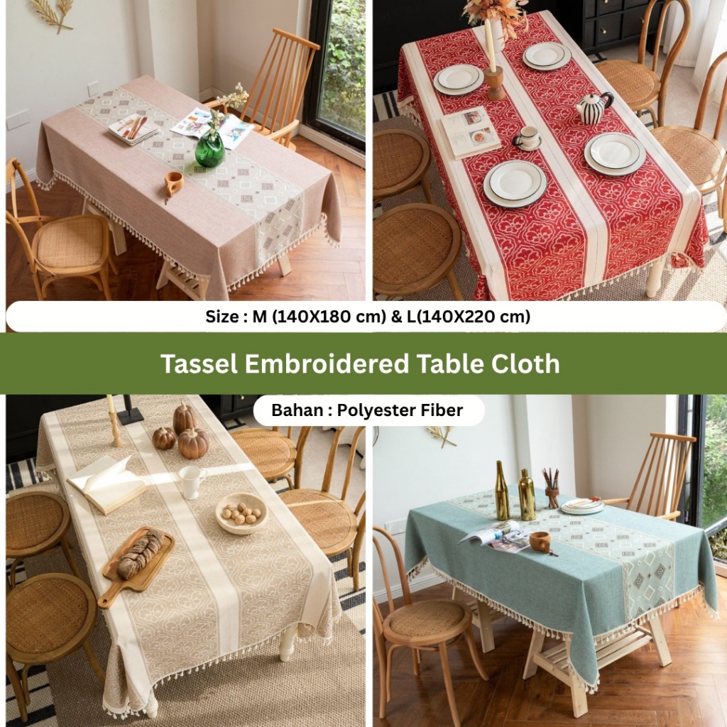 Jual Tassel Embroidered Table Cloth / Taplak Meja Makan Tebal Renda ...