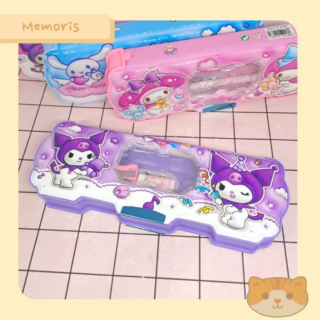 Kotak Pensil Case Magnet Plastik+ Stationary Set Motif 3D Melody Kuromi  Cinnamoroll