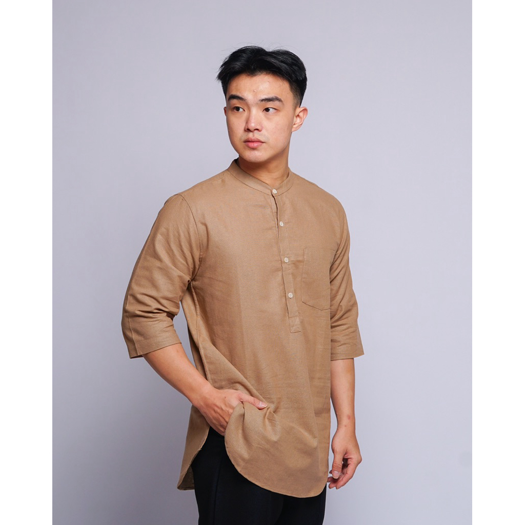 Seven Jobs - Kemeja Koko Kurta Pria Lengan Panjang Linen | Kemeja Koko Muslim Linen | Kemeja Kurta