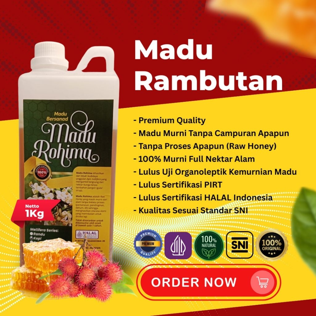 Jual Madu Rambutan Premium MURNI ASLI tanpa campuran 1kg full nektar ...