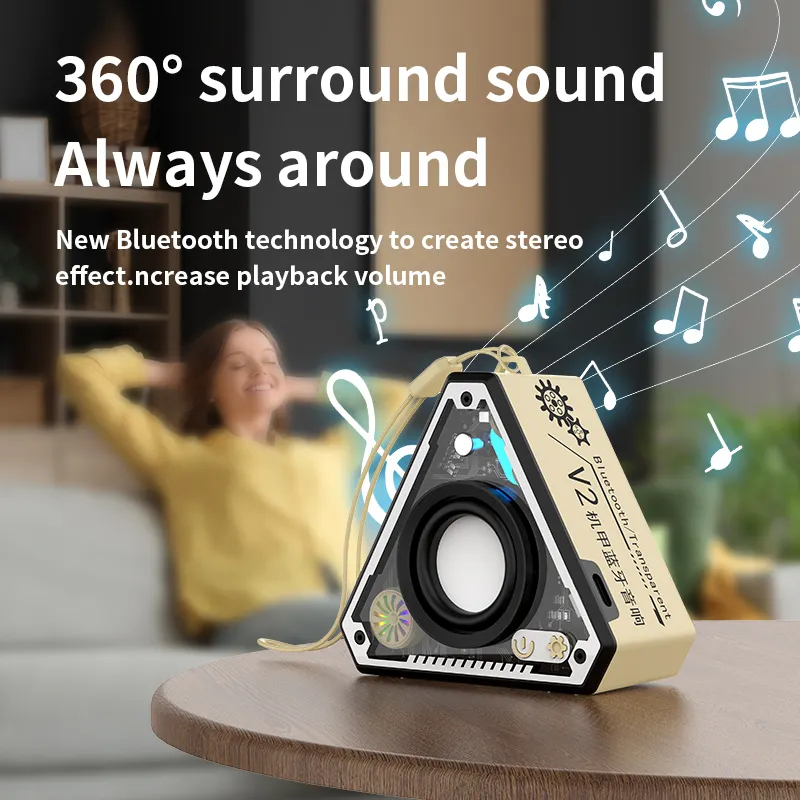 Jual Speaker Bluetooth transparan Mini nirkabel segitiga V2, pengeras ...