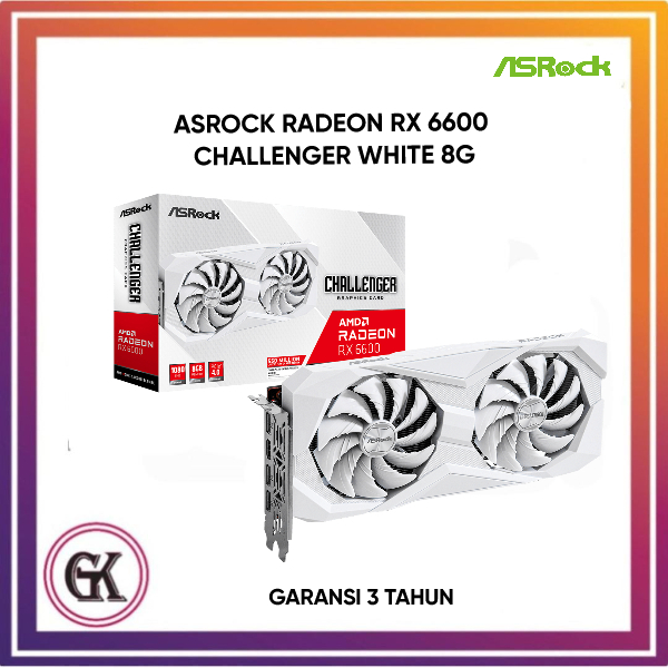 Jual VGA ASRock Radeon RX 6600 CHALLENGER WHITE 8GB - RX6600 CLW 8G ...