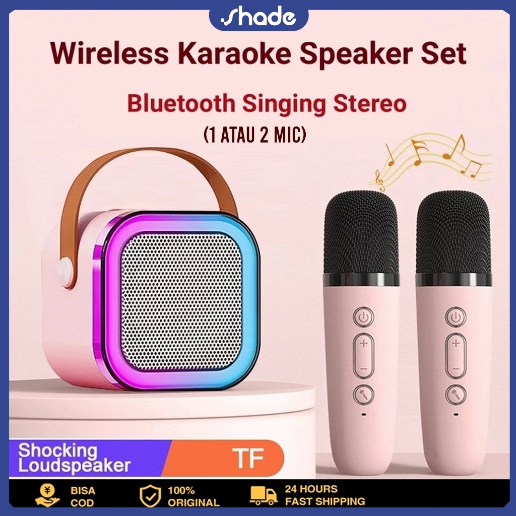 Jual SHADE Mini Speaker Bluetooth 2 Mic 1 Set Karaoke Speaker Bluetooth ...