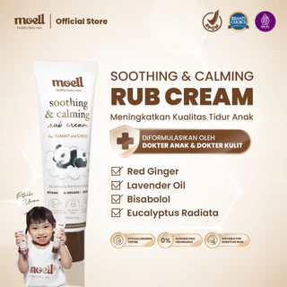 Moell Soothing & Calming Rub Cream 50gr - Red Ginger, Lavender Oil, Bisabolol - Meningkatkan Kualitas Tidur - Anti Kolik, Kembung - Tumbuh Kembang Optimal - Calming Baby Cream