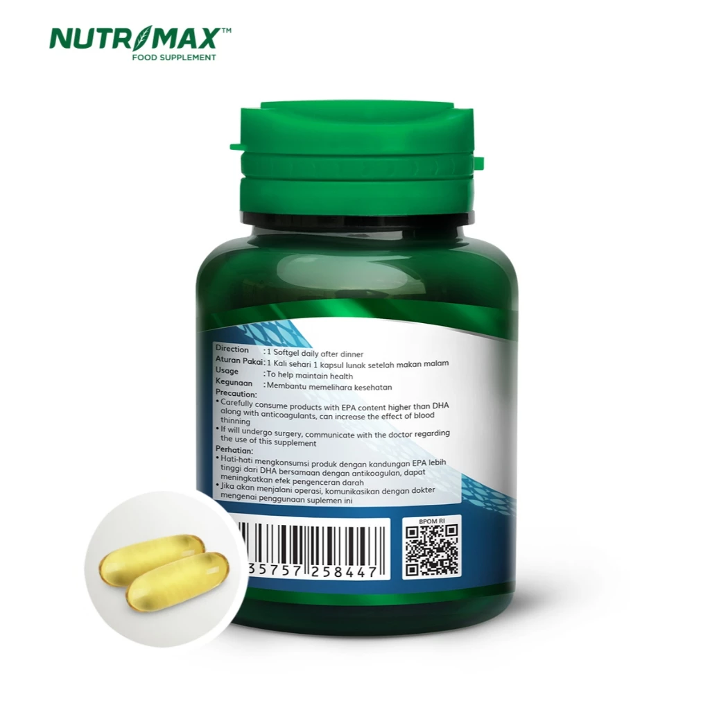 Nutrimax Omega 3 Pro kapsul lunak isi 30 dan 60 dengan POM SD.202 356 301