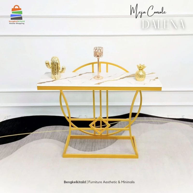 Meja Console Aesthetic Meja Hias Minimalis - MEJA DALENA - Foyer Kokoh Besi Holo Marmer