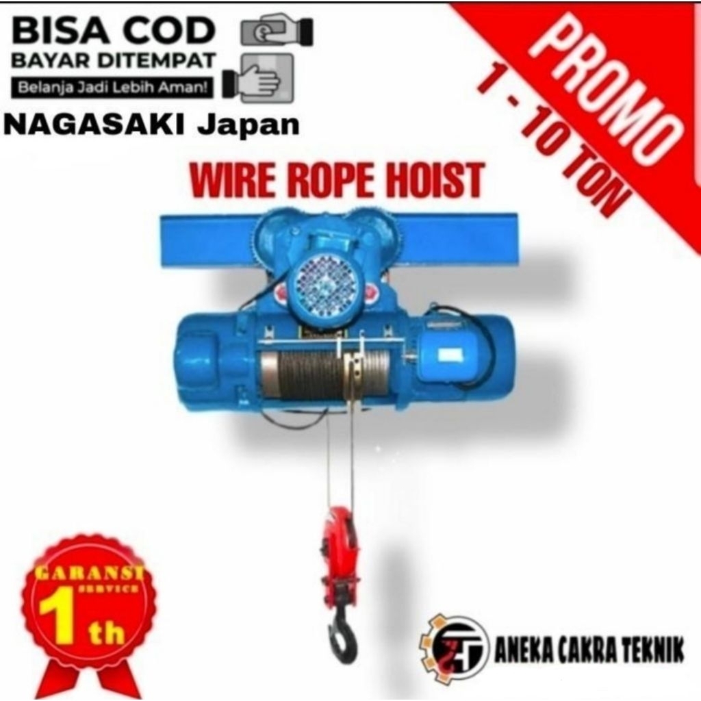 Jual Electric Wire Rope 5 Ton x 12 Meter 380V Nagasaki Japan Quality ...