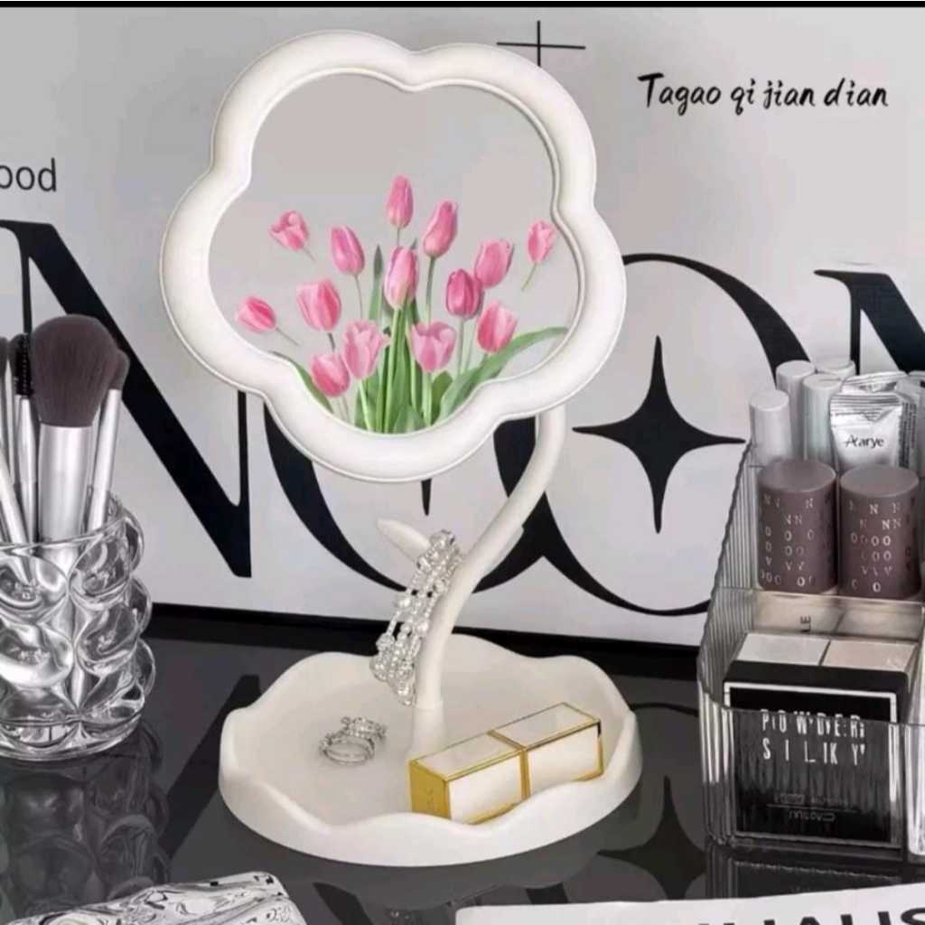 Jual CERMIN BUNGA stand make up rotating / mirror aethetic standing ...