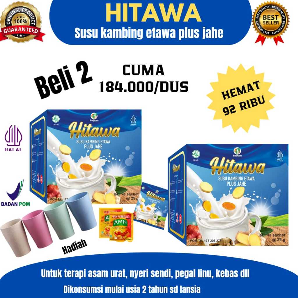 Jual ( gratis hadiah ) HITAWA sachet 2 box isi 80 sachet susu etawa ...