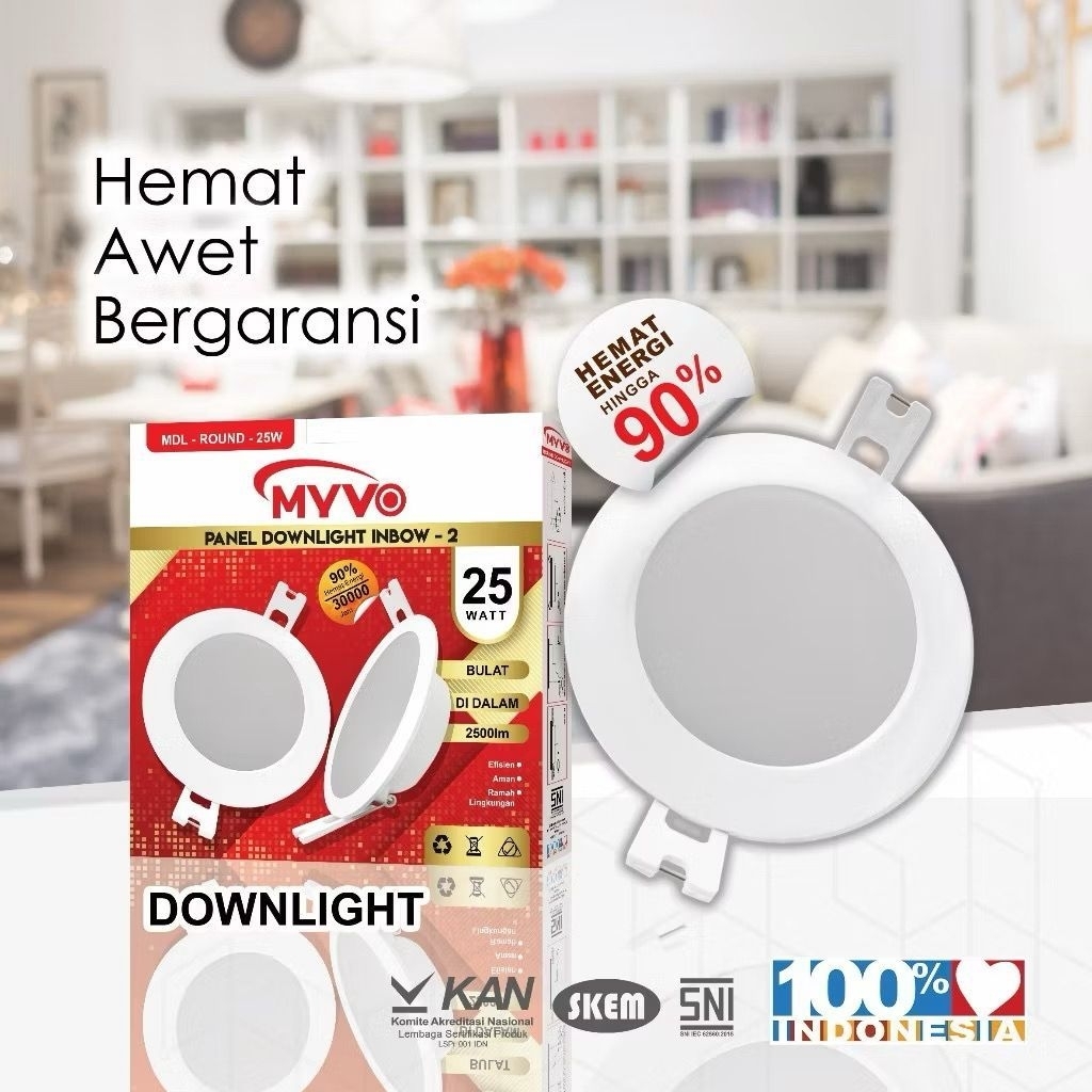 Jual MYVO Lampu LED Downlight 12 watt Panel Round Inbow Cahaya Putih ...