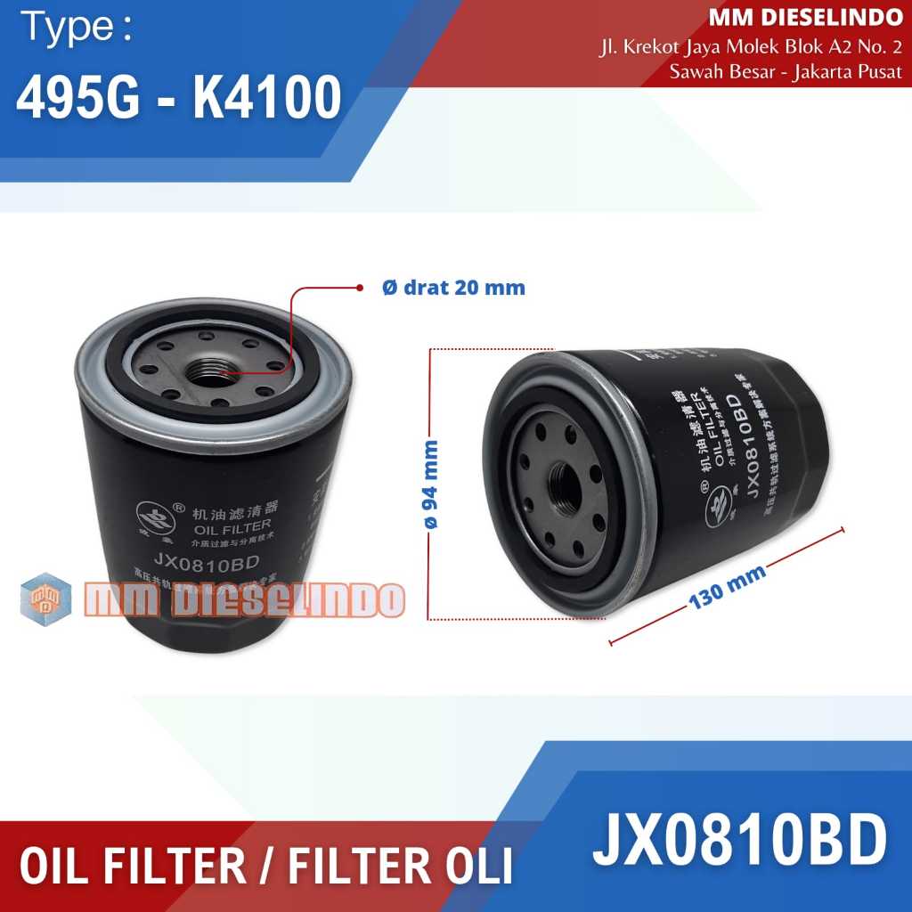 Jual JX0810B JX0810BD Oil Filter 495G 495D K4100 K4102 ZH4100 K4100D ...