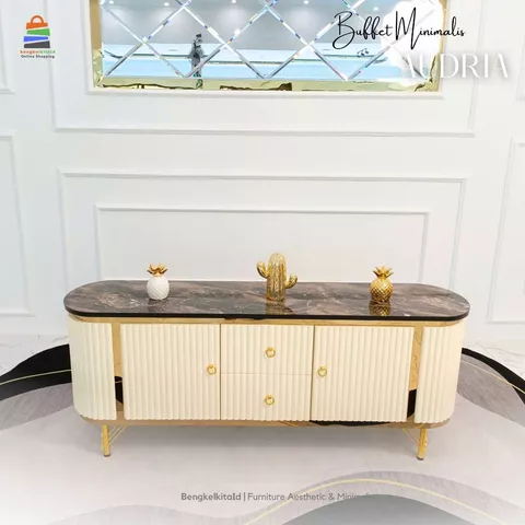 Audria Meja TV Minimalis Modern Rak TV Lemari TV Bufet TV Minimalis Buffet Oval Credenza Aesthetic