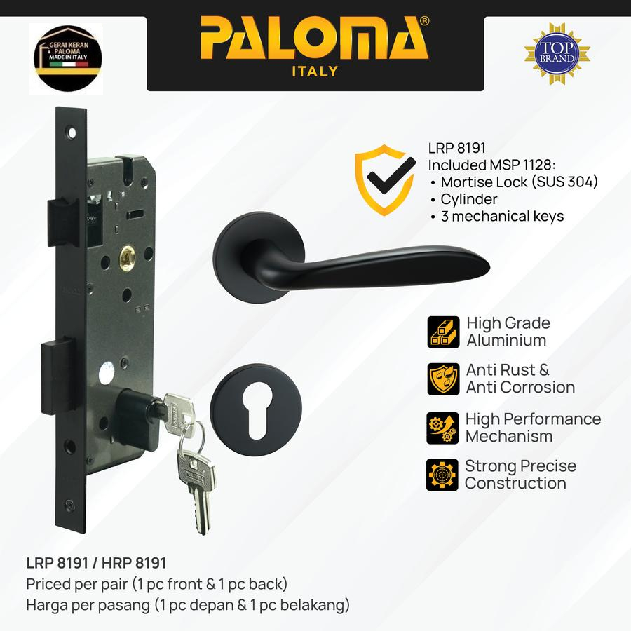 Jual PALOMA HRP 8191 LRP 8191 Paket Handle Pintu set Kunci MORTISE BODY ...