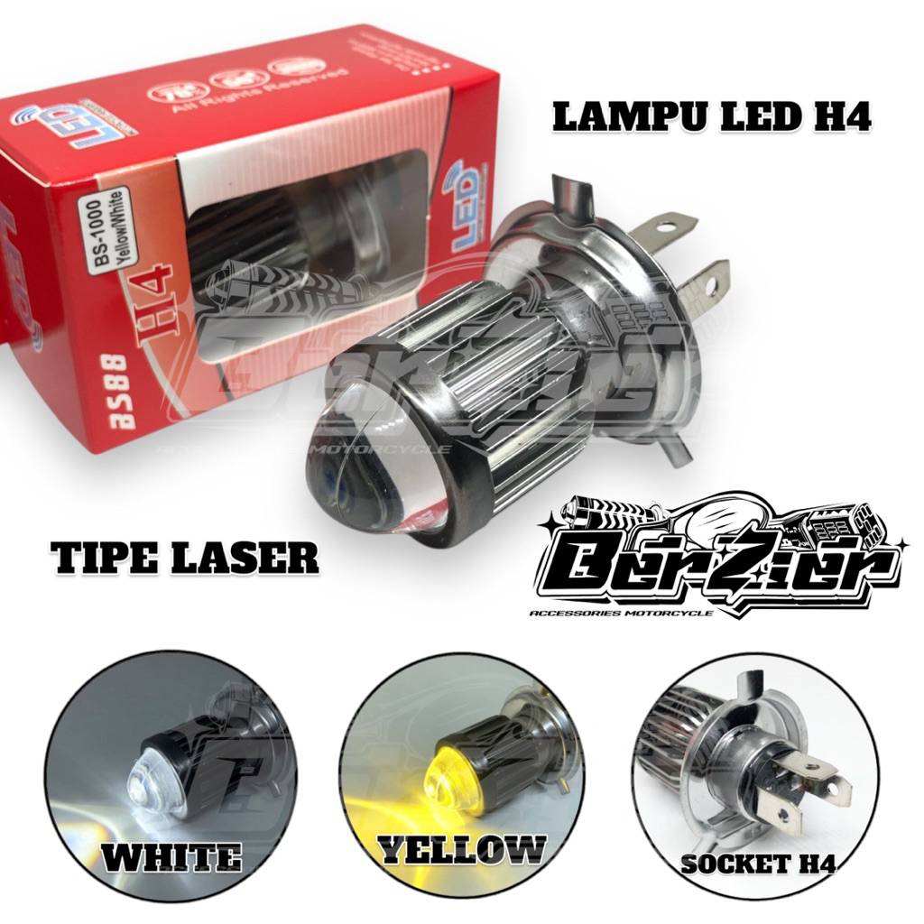 Lampu Utama Mobil / Lampu Depan Mobil H4 projector super high low AC DC jauh Kuning dekat Putih type laser