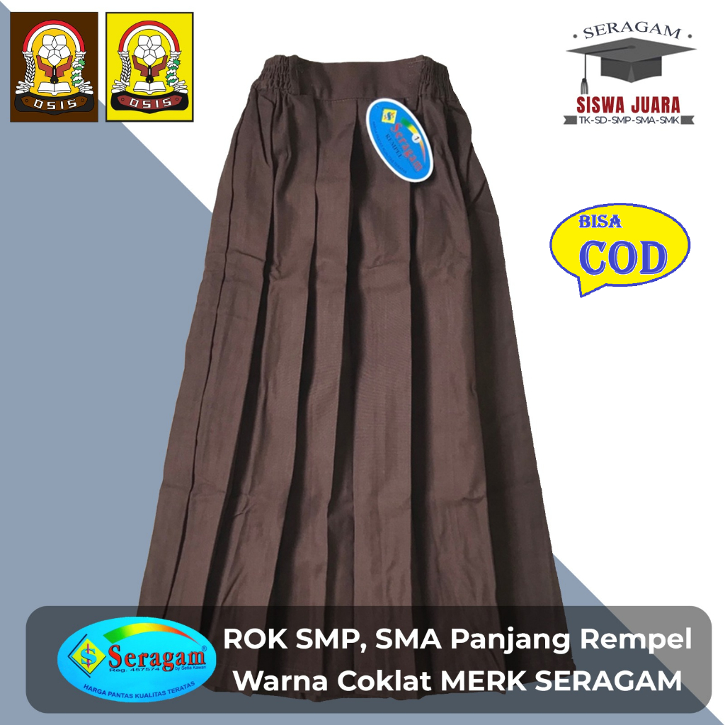 Jual ROK REMPEL PRAMUKA WARNA COKLAT SMP SMA MERK SERAGAM | Shopee ...