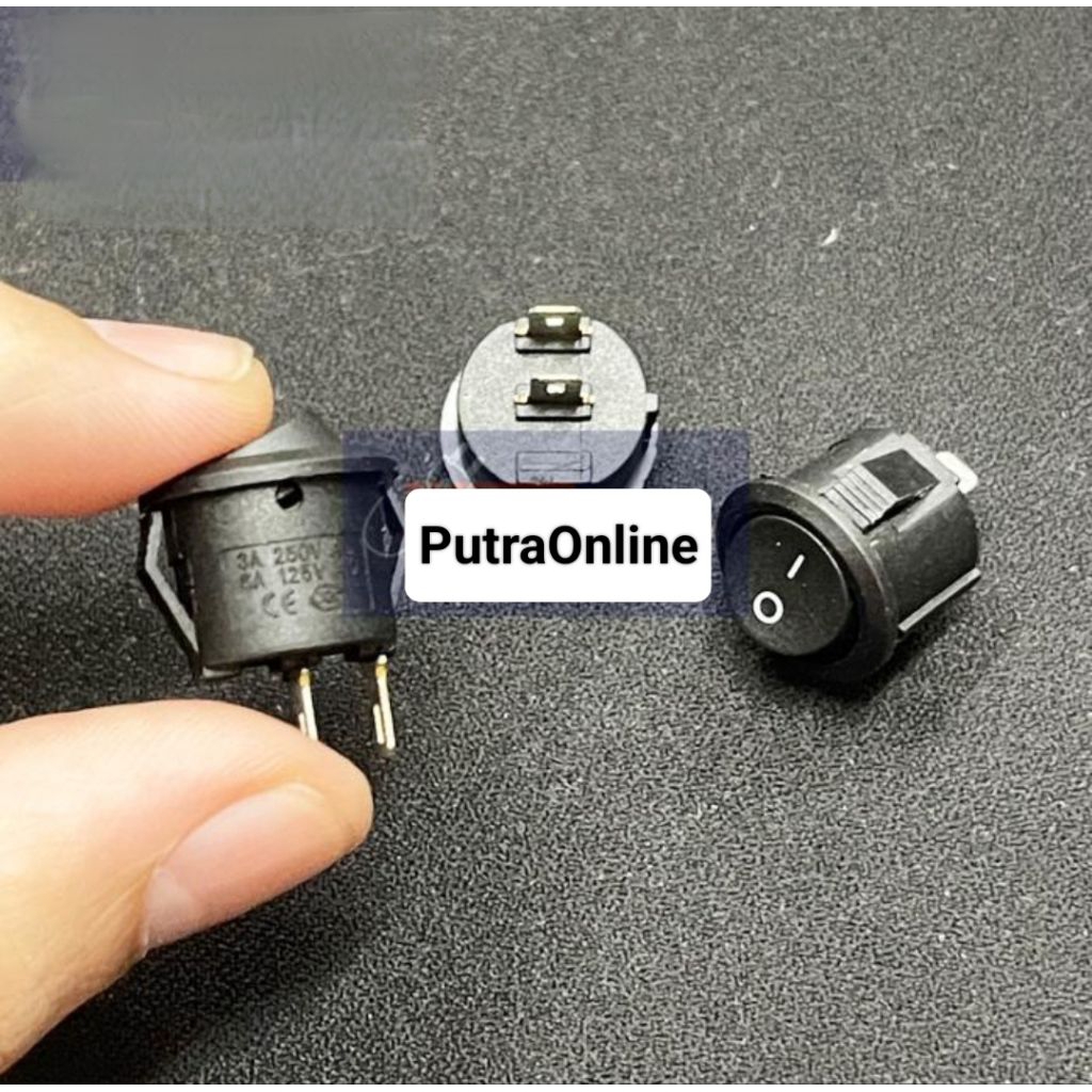 Jual Saklar Switch On Off Bulat Hitam Kecil 2 Pin Mini ( Kualitas Bagus ...