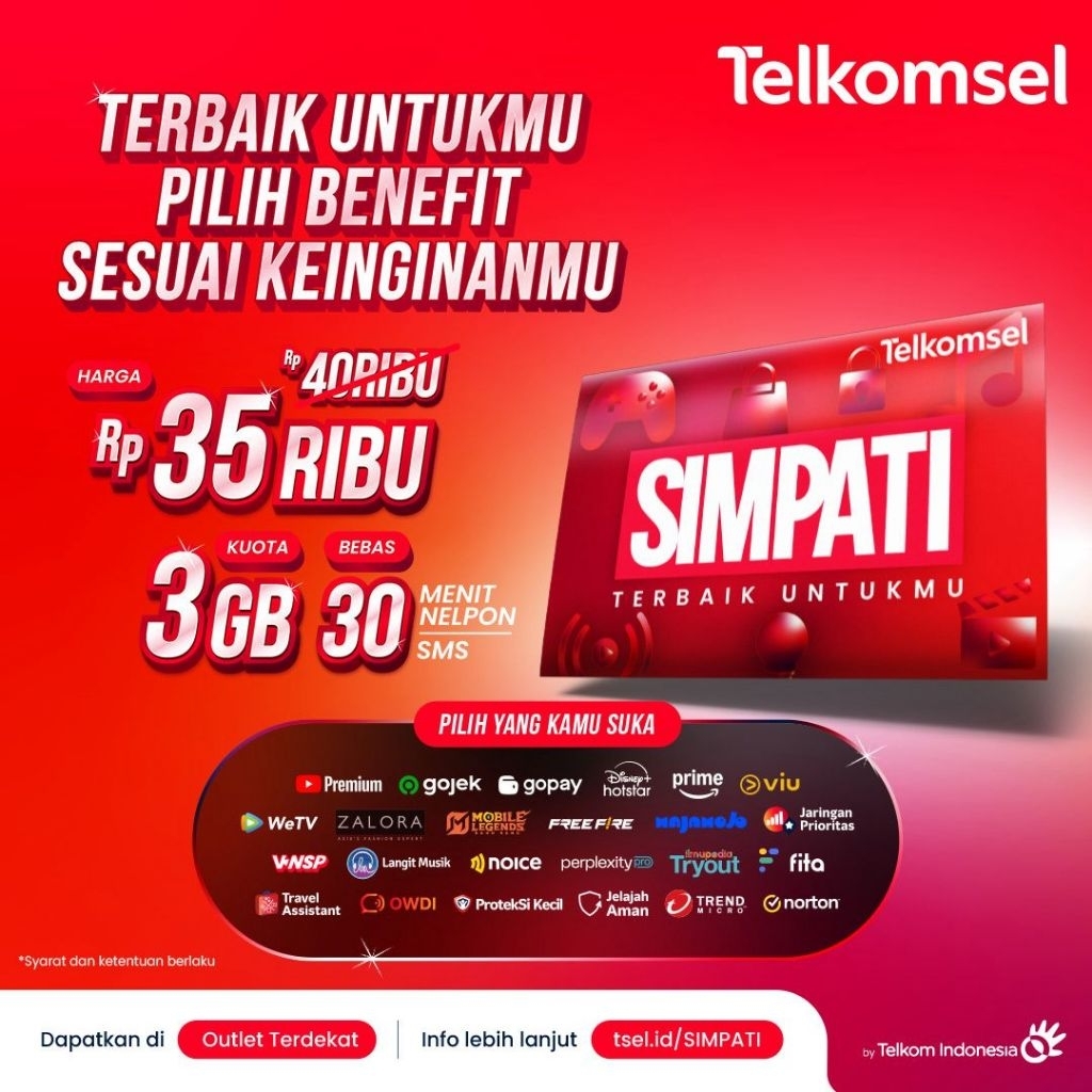 Perdana Simpati 3GB|30 HARI Nasional Kouta exp mei 2026