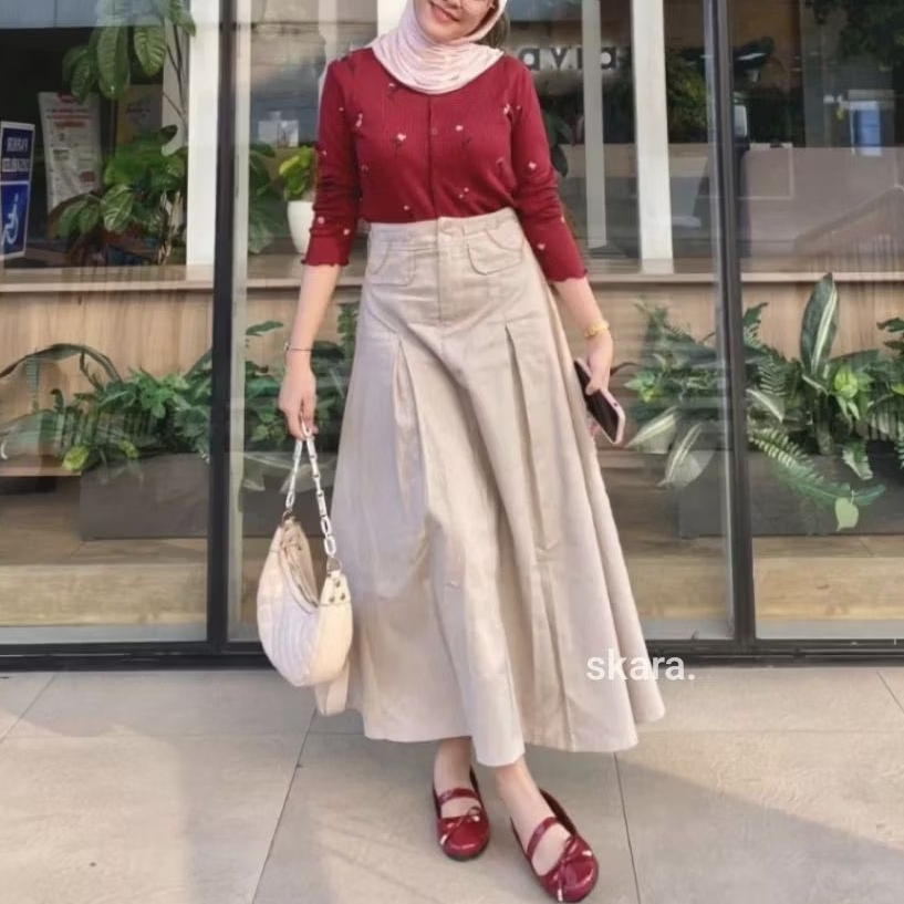Jual ROK ALICE Wanita Katun Twill Premium Strch Melar Ready JUMBO ...