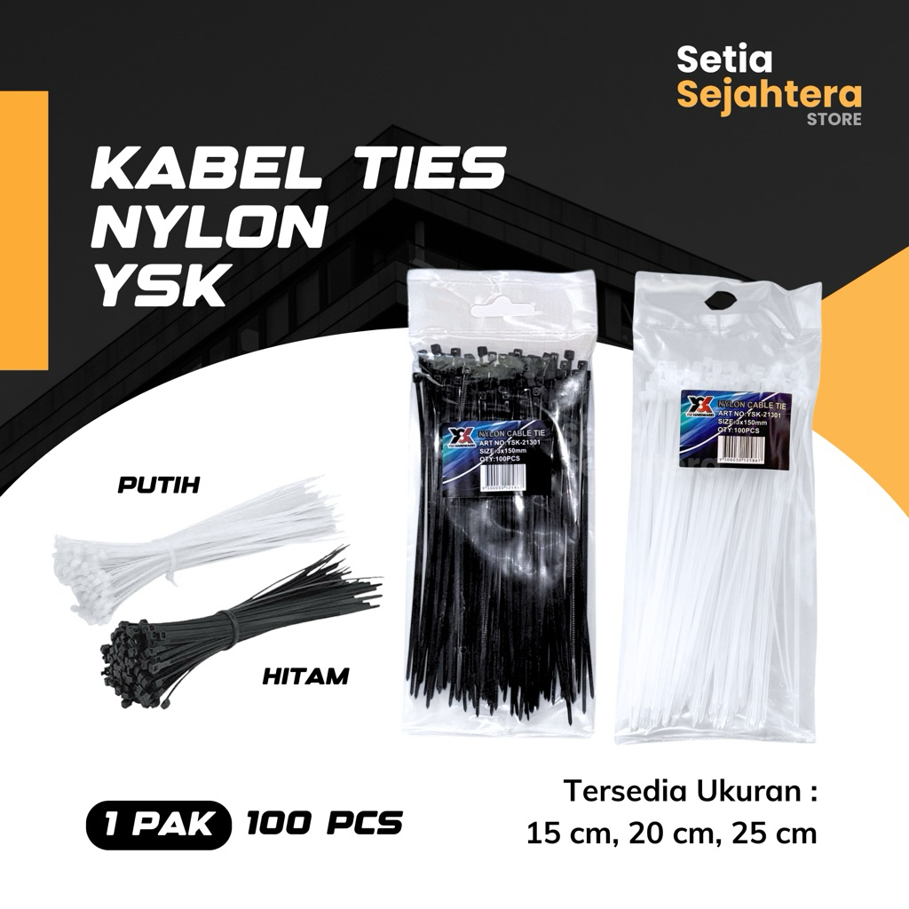 Jual YSK Kabel Ties Cable Tie Nylon Hitam Putih Tali Pengikat Kabel ...