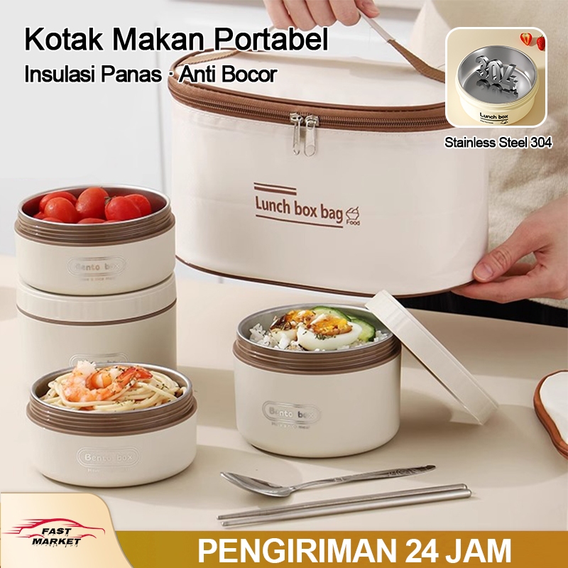 Jual [Fast Market]Kotak Makan Siang Bento Portabel Tahan Bocor Gaya ...